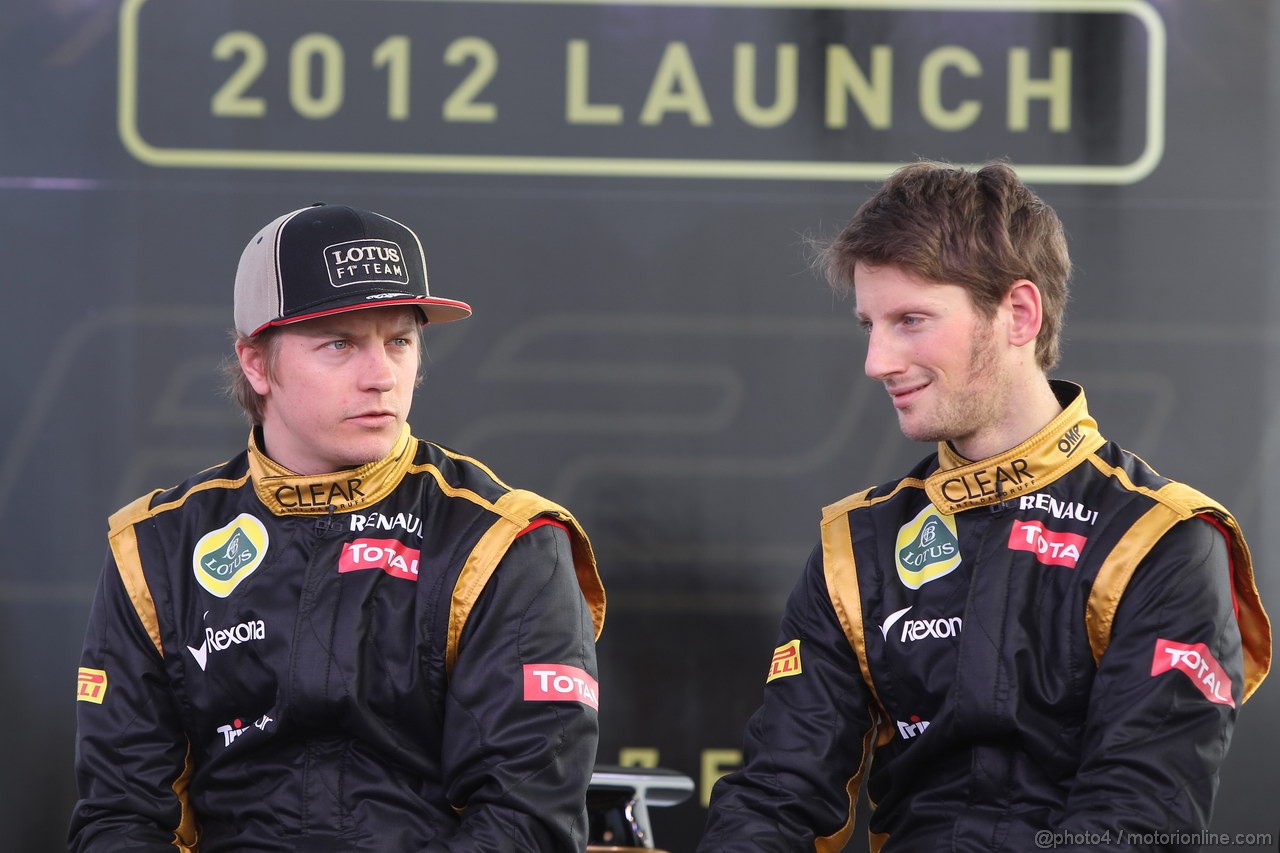 Lotus E20, Kimi Raikkonen, Lotus Renault F1 Team e Romain Grosjean (FRA), Lotus Renault F1 Team - Lotus F1 Team E20 Launch 