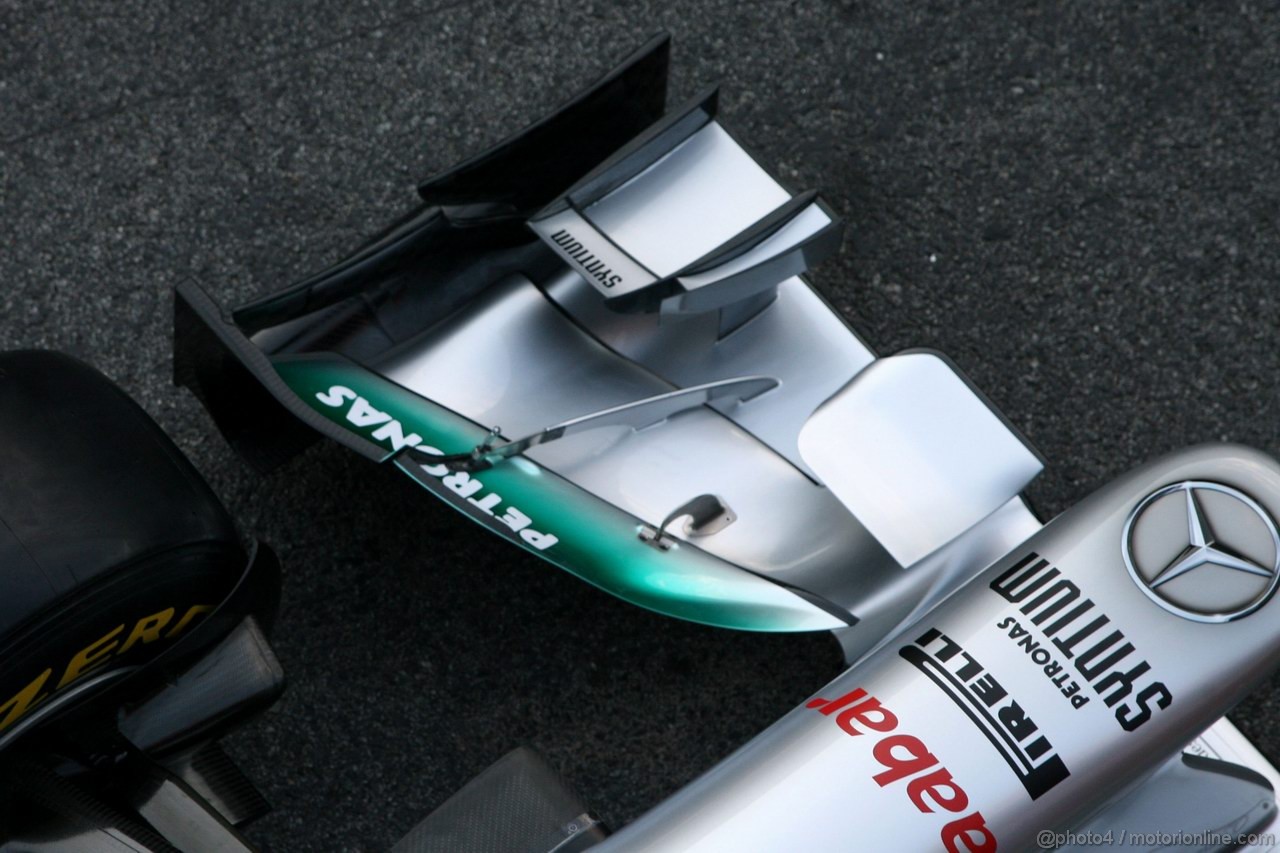Mercedes F1 W03, 21.02.2012 Barcelona, Spain, Technical detail, front wing - Mercedes F1 W03 Launch 