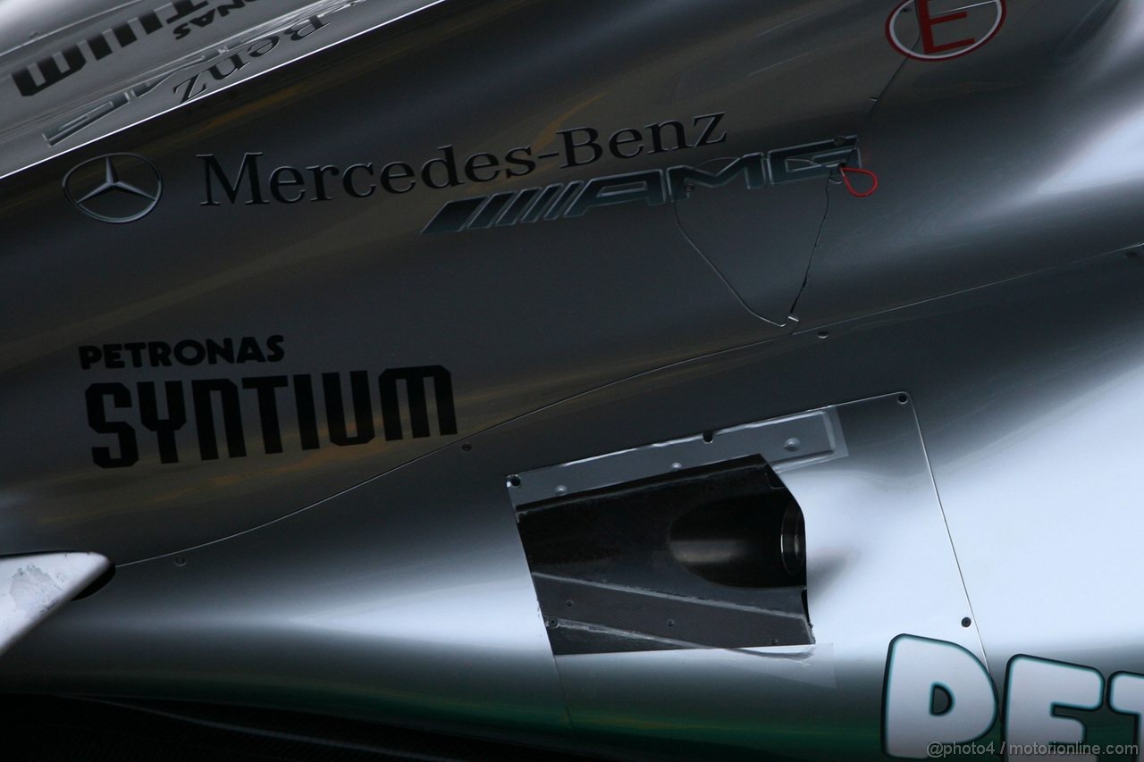 Mercedes F1 W03, 21.02.2012 Barcelona, Spain, Technical detail, exhaust - Mercedes F1 W03 Launch 