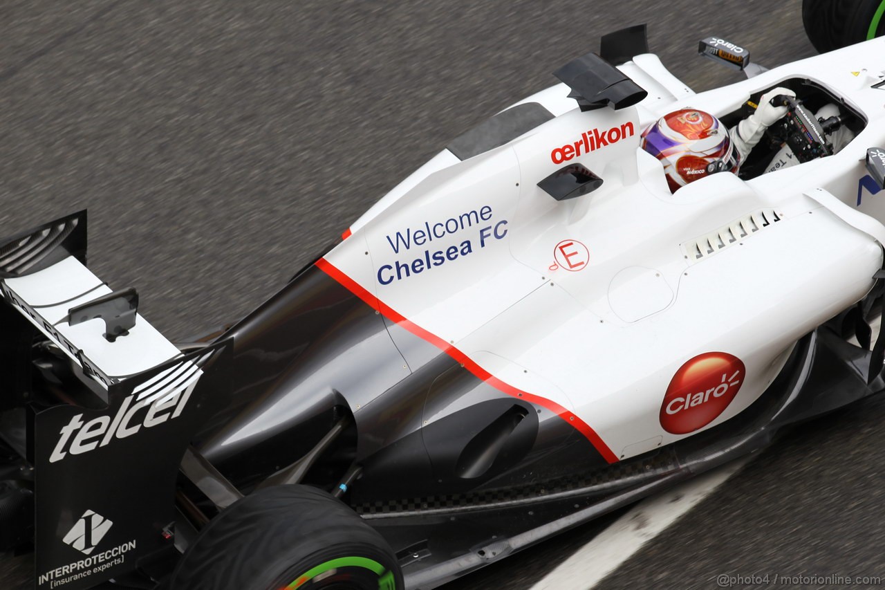 Mugello Test Maggio 2012, Kamui Kobayashi (JAP), Sauber F1 Team rear wing e exhaust with Welcome Chelsea FC on the side of the car 
01.05.2012. Formula 1 World Championship, Testing, Mugello, Italy 
 