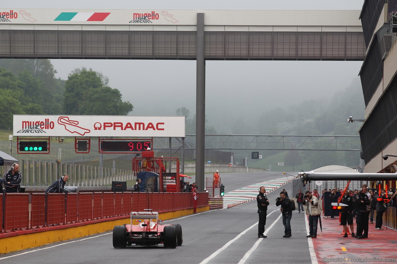 Mugello Test Maggio 2012, Fernando Alonso (ESP), Ferrari at a foggy Mugello circuit 
01.05.2012. Formula 1 World Championship, Testing, Mugello, Italy 
 
