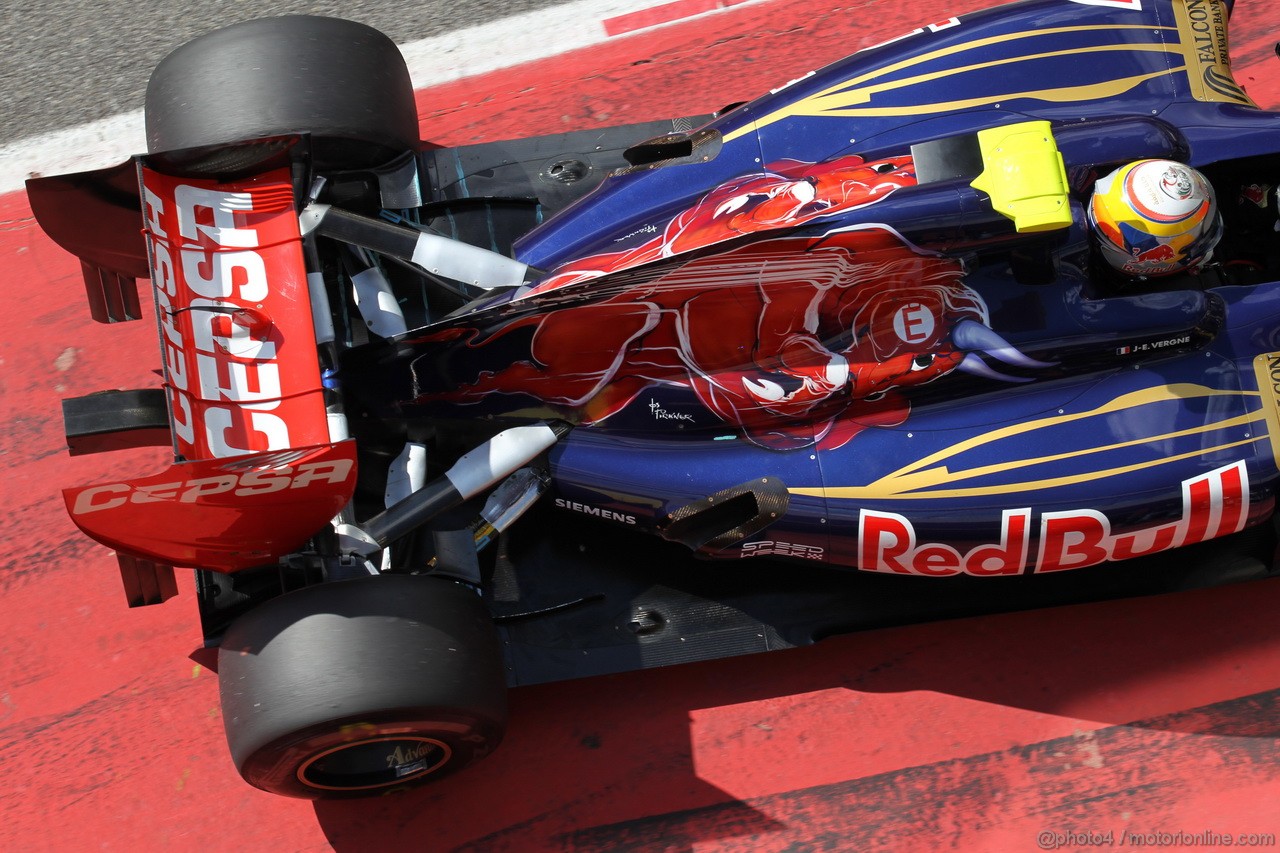 Mugello Test Maggio 2012, Jean-Eric Vergne (FRA), Scuderia Toro Rosso with a new rear exhaust system
02.05.2012. Formula 1 World Championship, Testing, Mugello, Italy 
 