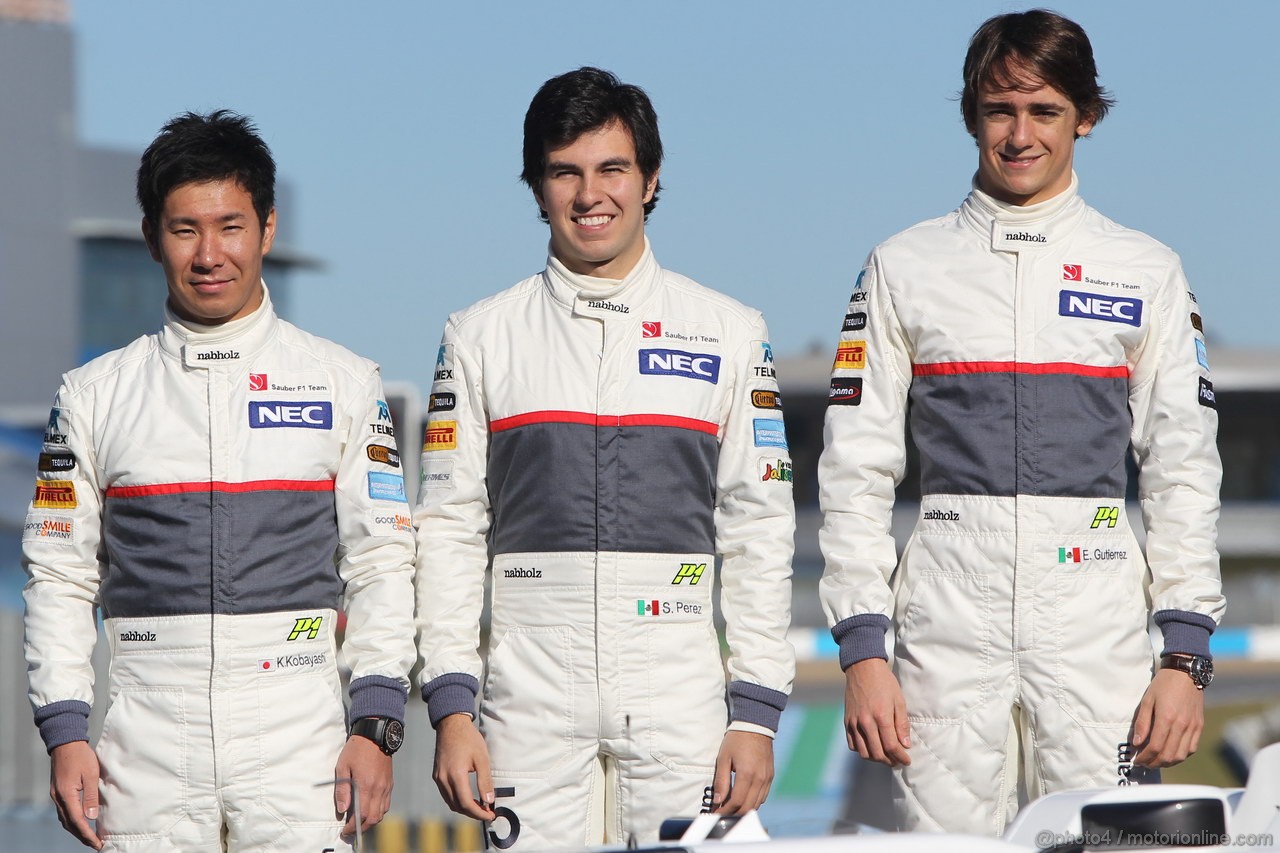 Sauber C31, Kamui Kobayashi (JAP), Sauber F1 Team with Sergio Perez (MEX), Sauber F1 Team e Esteban Gutierrez (MEX), Sauber F1 Team  - Sauber C31 Ferrari Launch 