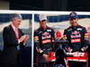 Toro Rosso STR7, JEREZ DE LA FRONTERA, SPAIN - FEBRUARY 06:  Scuderia Toro Rosso drivers Jean-Eric Vergne (R) of France e Daniel Ricciardo (C) of Australia unveil the new Scuderia Toro Rosso STR7 alongside CEPSA Co-Chairman Santiago Bergareche (L) at the Circuito de Jerez on February 6, 2012 in Jerez de la Frontera, Spain.  (Photo by Paul Gilham/Getty Images)