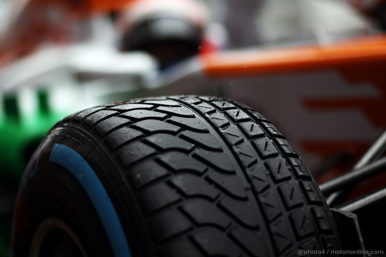 BARCELONA TEST MARZO 2013, Pirelli tyre on the Sahara Force India F1 VJM06 of Paul di Resta (GBR).
28.02.2013. 