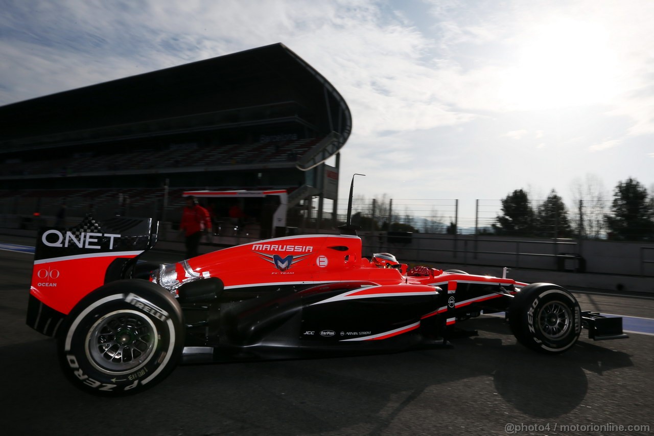 BARCELONA TEST MARZO 2013, Jules Bianchi (FRA) Marussia F1 Team MR02 leaves the pits.
02.03.2013. 