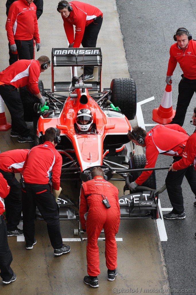 BARCELONA TEST MARZO 2013, Max Chilton (GBR) Marussia F1 Team MR02 in the pits.
01.03.2013. 