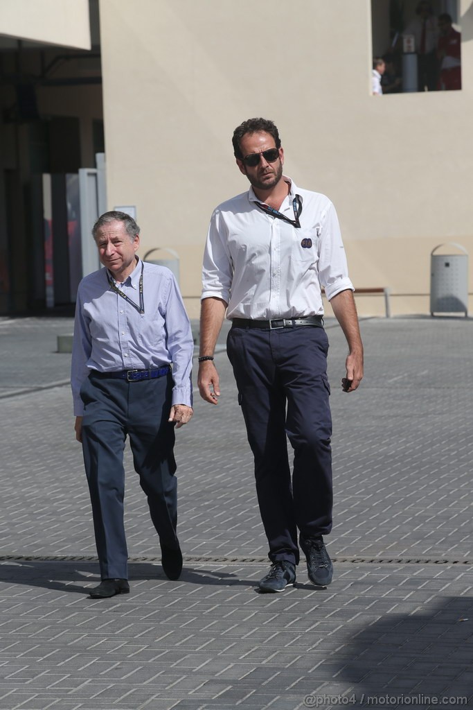 GP ABU DHABI, 03.11.2013- Jean Todt (FRA), President FIA e Matteo Bonciani (ITA), F1 Head of Communications 