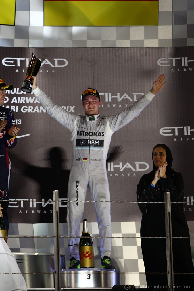 GP ABU DHABI, 03.11.2013- The Podium, 3rd Nico Rosberg (GER) Mercedes AMG F1 W04