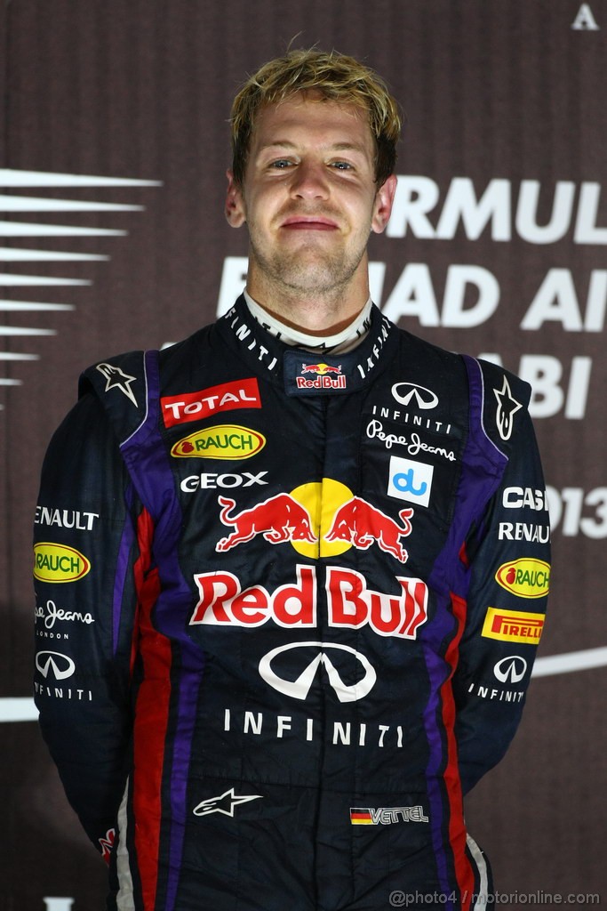 GP ABU DHABI, 03.11.2013- Podium, winner Sebastian Vettel (GER) Red Bull Racing RB9