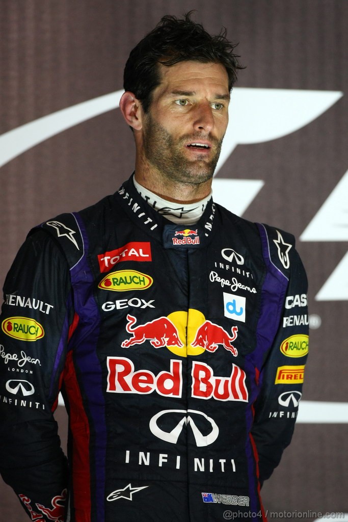 GP ABU DHABI, 03.11.2013- Podium, 2nd Mark Webber (AUS) Red Bull Racing RB9