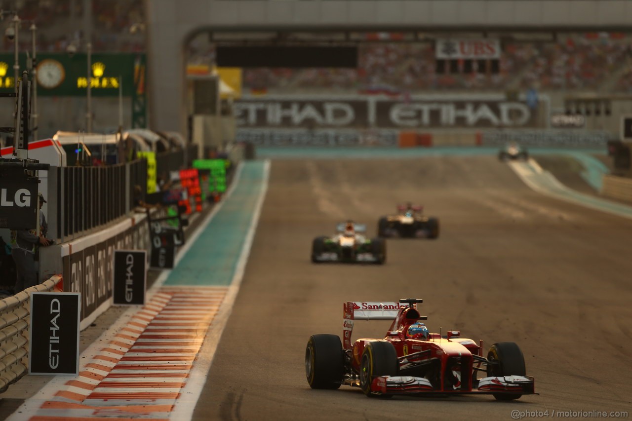 GP ABU DHABI, 03.11.2013- Gara, Fernando Alonso (ESP) Ferrari F138