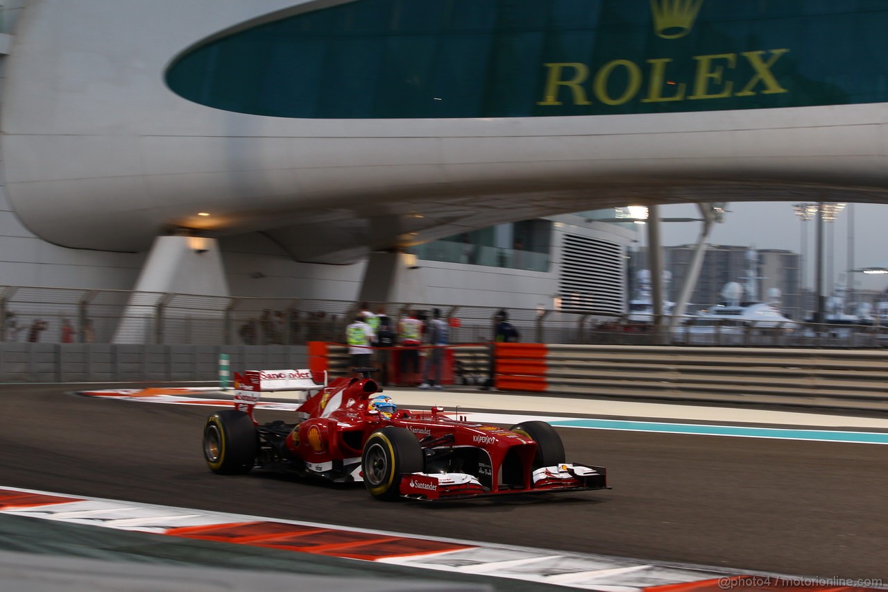 GP ABU DHABI, 02.11.2013- Qualifiche: Fernando Alonso (ESP) Ferrari F138 
