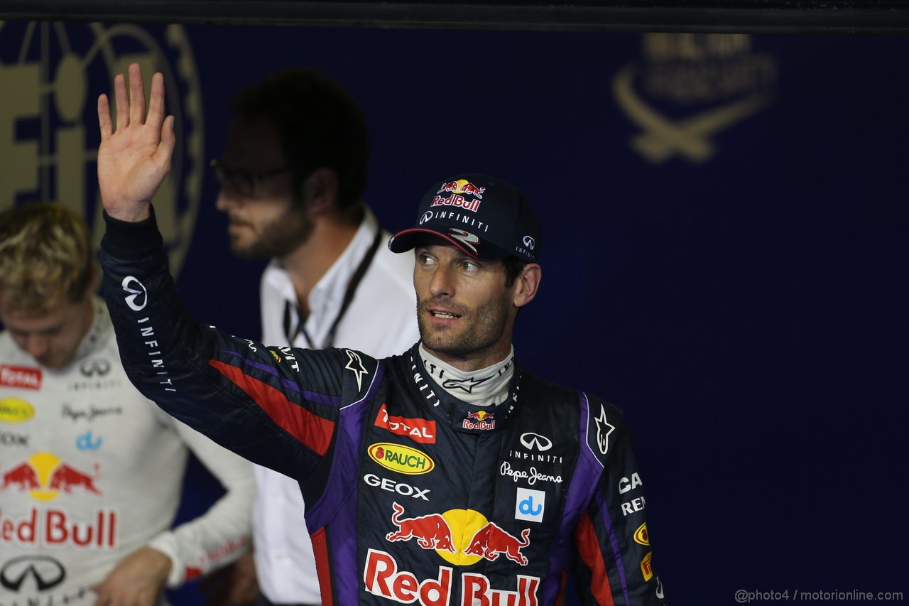 GP ABU DHABI, 02.11.2013- Qualifiche: Mark Webber (AUS) Red Bull Racing RB9 (pole position)