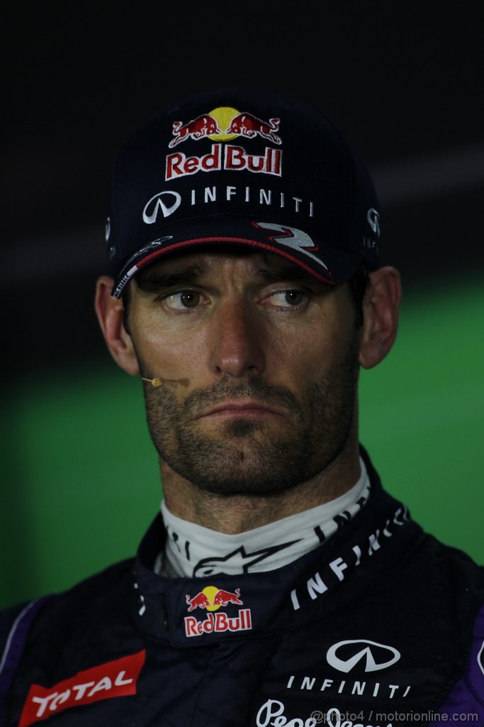 GP ABU DHABI, 02.11.2013- Qualifiche: Mark Webber (AUS) Red Bull Racing RB9 (pole position)