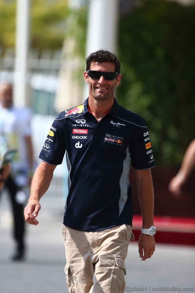 GP ABU DHABI, 01.11.2013- Mark Webber (AUS) Red Bull Racing RB9 