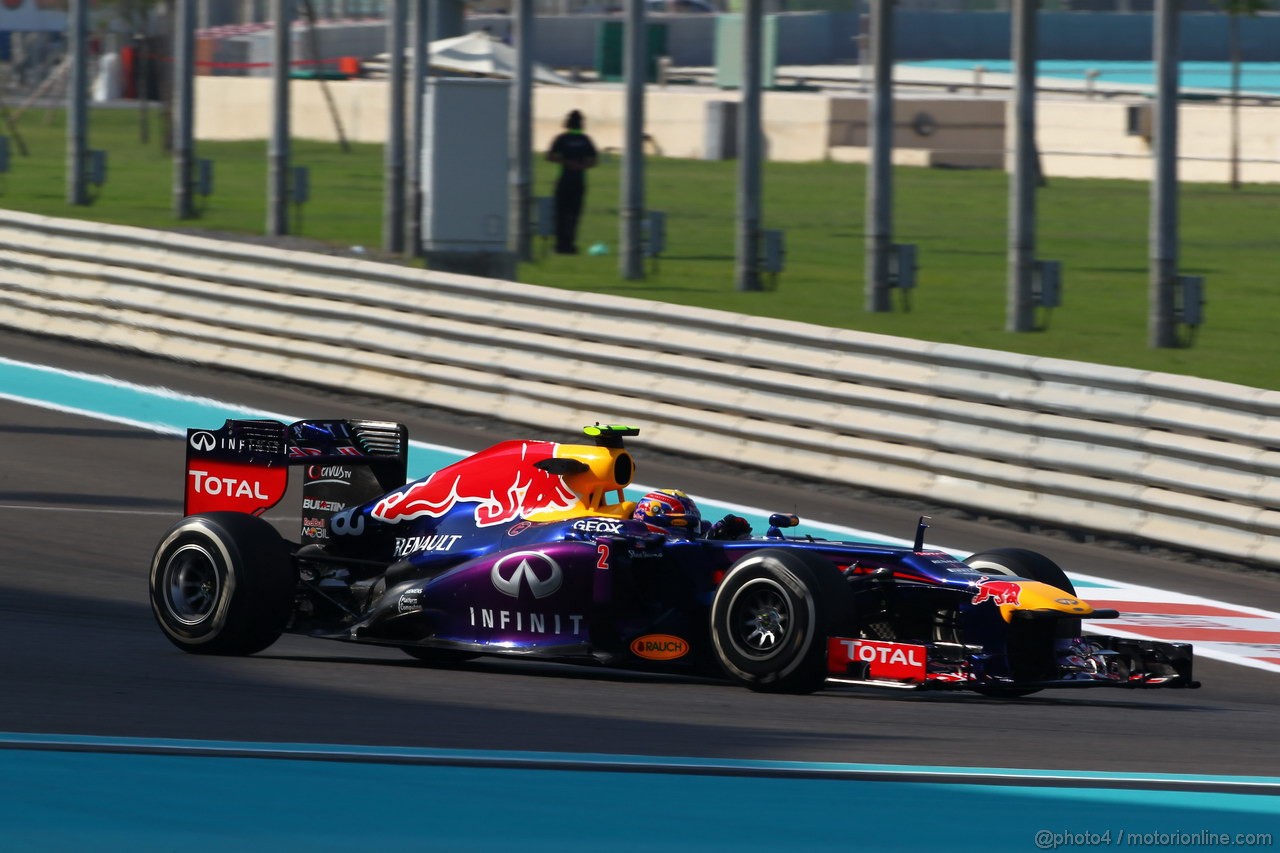 GP ABU DHABI, 01.11.2013- Prove Libere 1: Mark Webber (AUS) Red Bull Racing RB9 