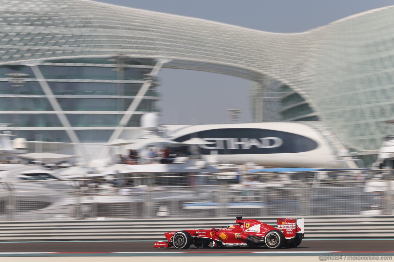 GP ABU DHABI, 01.11.2013- Prove Libere 1, Fernando Alonso (ESP) Ferrari F138