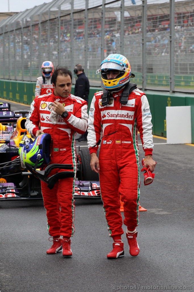 GP AUSTRALIA, 17.03.2013- Qualifiche, Felipe Massa (BRA) Ferrari F138 e Fernando Alonso (ESP) Ferrari F138 