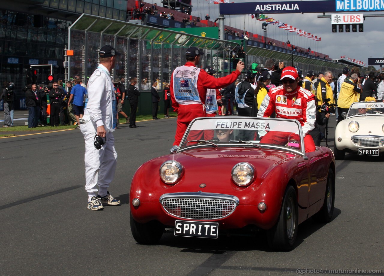 GP AUSTRALIA, 17.03.2013- Felipe Massa (BRA) Ferrari F138 at drivers parade  