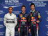 GP AUSTRALIA, 17.03.2013- Qualifiche, (L-D) terzo Lewis Hamilton (GBR) Mercedes AMG F1 W04, Sebastian Vettel (GER) Red Bull Racing RB9 pole position e secondo Mark Webber (AUS) Red Bull Racing RB9