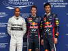 GP AUSTRALIA, 17.03.2013- Qualifiche, (L-D) terzo Lewis Hamilton (GBR) Mercedes AMG F1 W04, Sebastian Vettel (GER) Red Bull Racing RB9 pole position e secondo Mark Webber (AUS) Red Bull Racing RB9