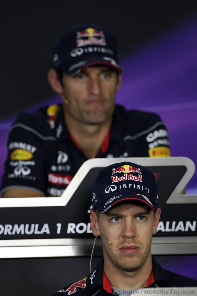 GP AUSTRALIA, 14.03.2013- Conferenza Stampa, Mark Webber (AUS) Red Bull Racing RB9 e Sebastian Vettel (GER) Red Bull Racing RB9 