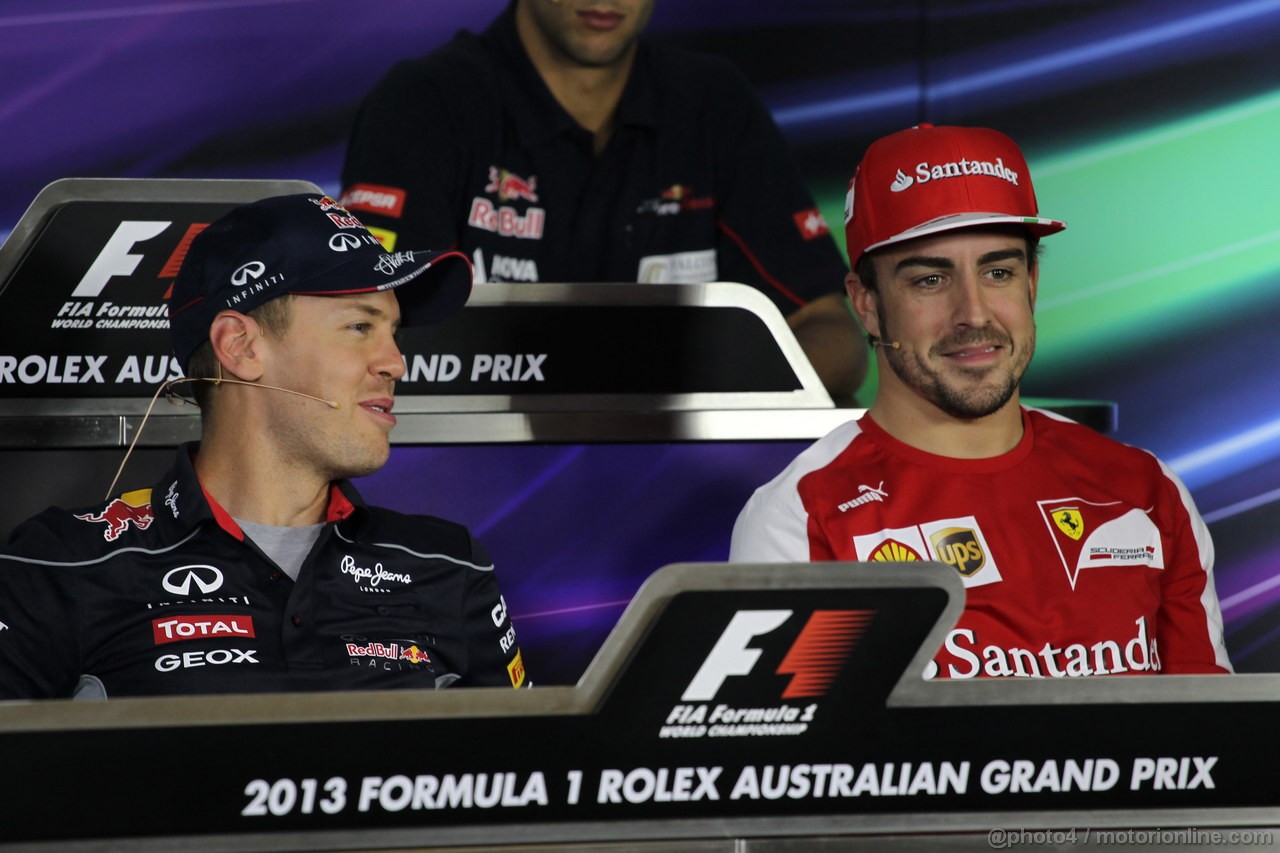 GP AUSTRALIA, 14.03.2013- Conferenza Stampa, Sebastian Vettel (GER) Red Bull Racing RB9 e Fernando Alonso (ESP) Ferrari F138 