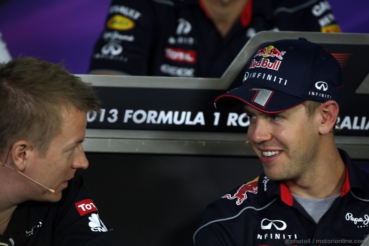 GP AUSTRALIA, 14.03.2013- Conferenza Stampa, Kimi Raikkonen (FIN) Lotus F1 Team E21 e Sebastian Vettel (GER) Red Bull Racing RB9 