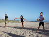 GP AUSTRALIA, 13.03.2013- (L to R): Giedo van der Garde (NLD) Caterham F1 Team; Natalie Pinkham (GBR) Sky Sports Presenter e Max Chilton (GBR) Marussia F1 Team play beach tennis.
