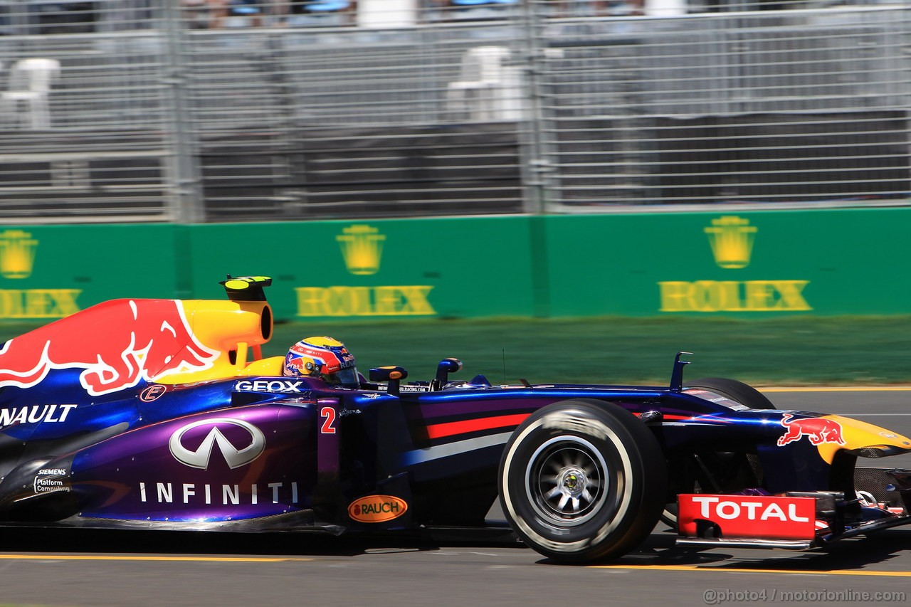 GP AUSTRALIA, 15.03.2013- Prove Libere 1, Mark Webber (AUS) Red Bull Racing RB9 