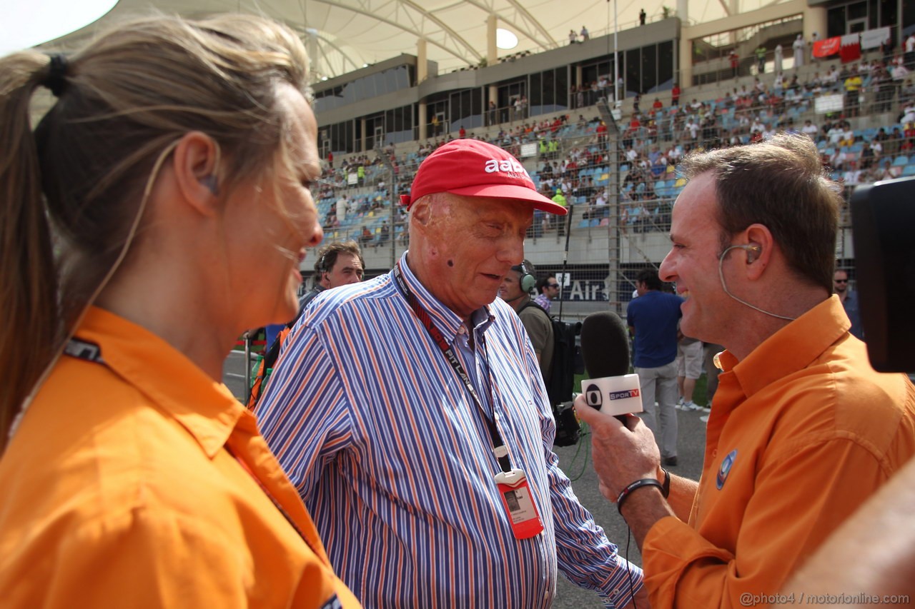 GP BAHRAIN, 21.04.2013- Gara, Nikki Lauda (AU), Mercedes e Rubens Barrichello (BRA) 