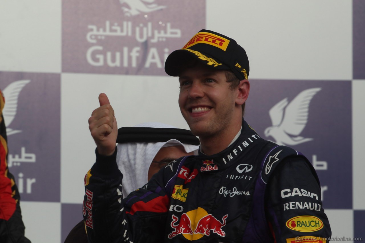 GP BAHRAIN, 21.04.2013- Gara, Sebastian Vettel (GER) Red Bull Racing RB9 vincitore