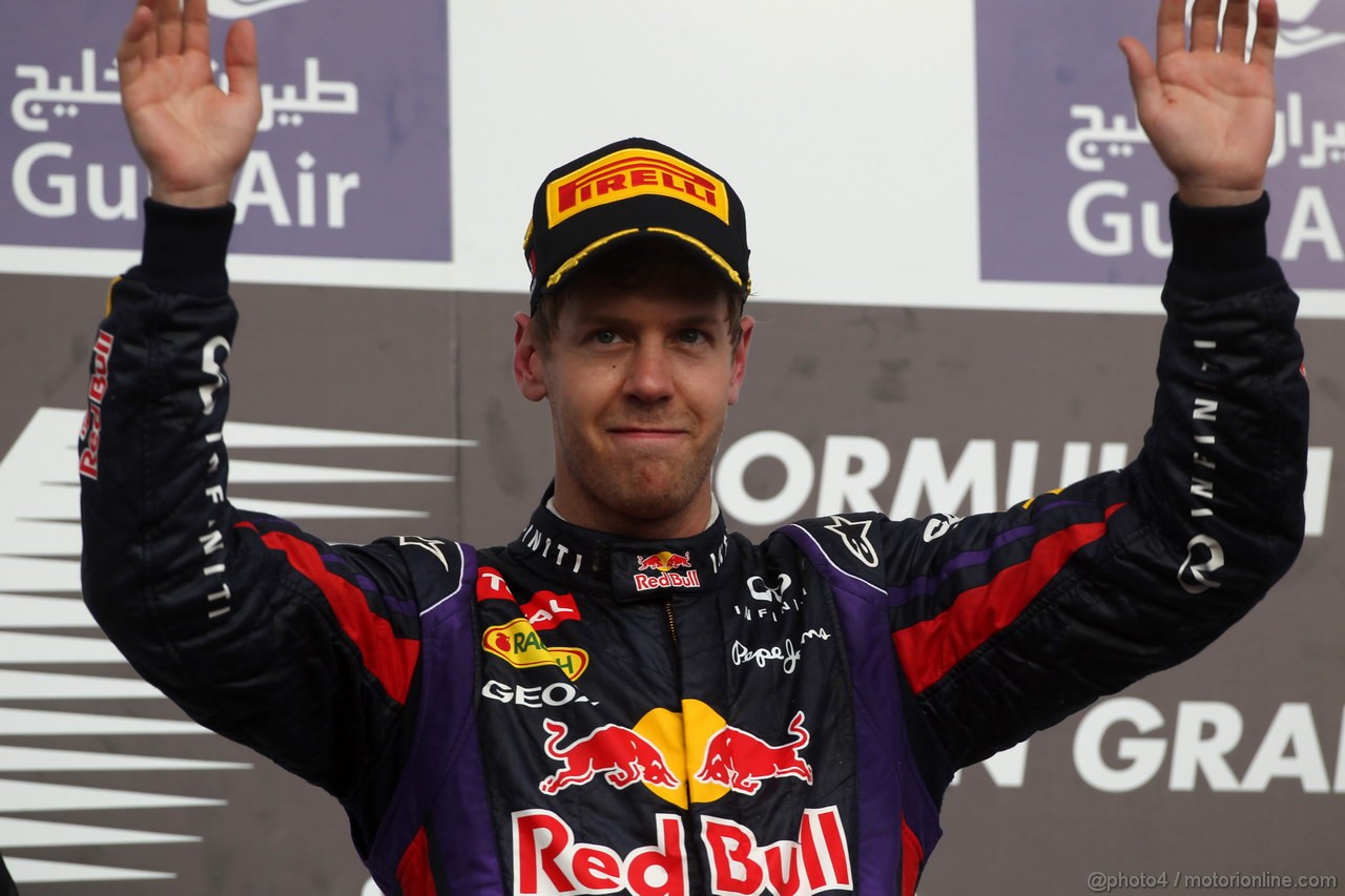GP BAHRAIN, 21.04.2013- Gara, Sebastian Vettel (GER) Red Bull Racing RB9 vincitore