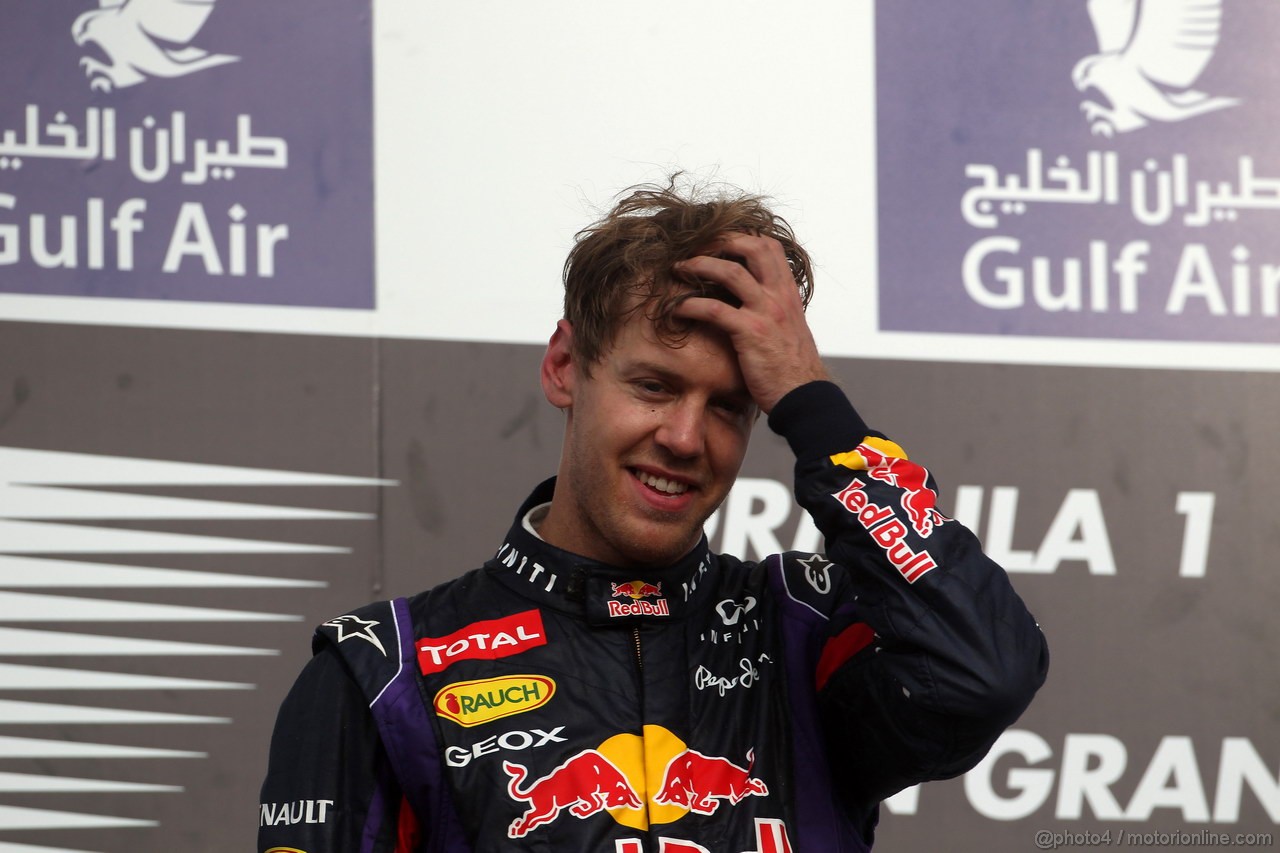 GP BAHRAIN, 21.04.2013- Gara, Sebastian Vettel (GER) Red Bull Racing RB9 vincitore