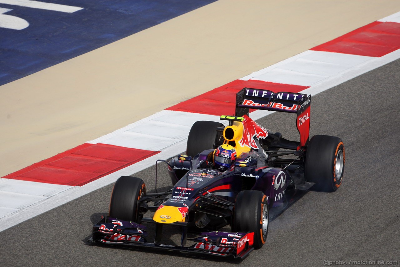 GP BAHRAIN, 21.04.2013- Gara, Mark Webber (AUS) Red Bull Racing RB9 