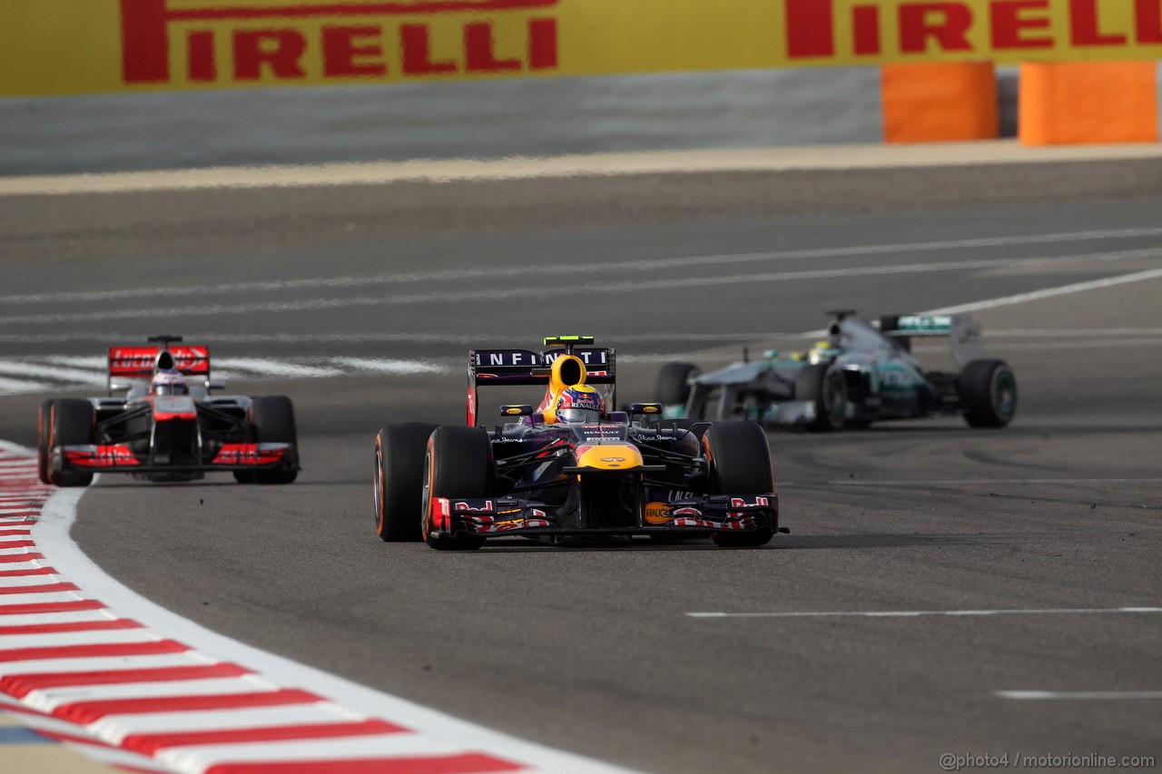 GP BAHRAIN, 21.04.2013- Gara, Mark Webber (AUS) Red Bull Racing RB9 