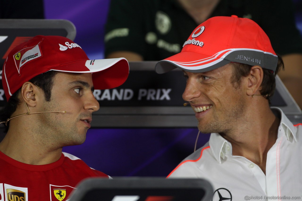 GP BAHRAIN, 18.04.2013- Conferenza Stampa, Felipe Massa (BRA) Ferrari F138 e Jenson Button (GBR) McLaren Mercedes MP4-28