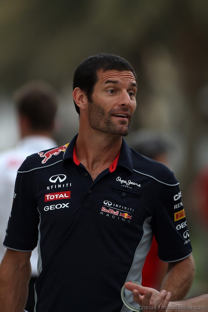 GP BAHRAIN, 18.04.2013- Mark Webber (AUS) Red Bull Racing RB9 