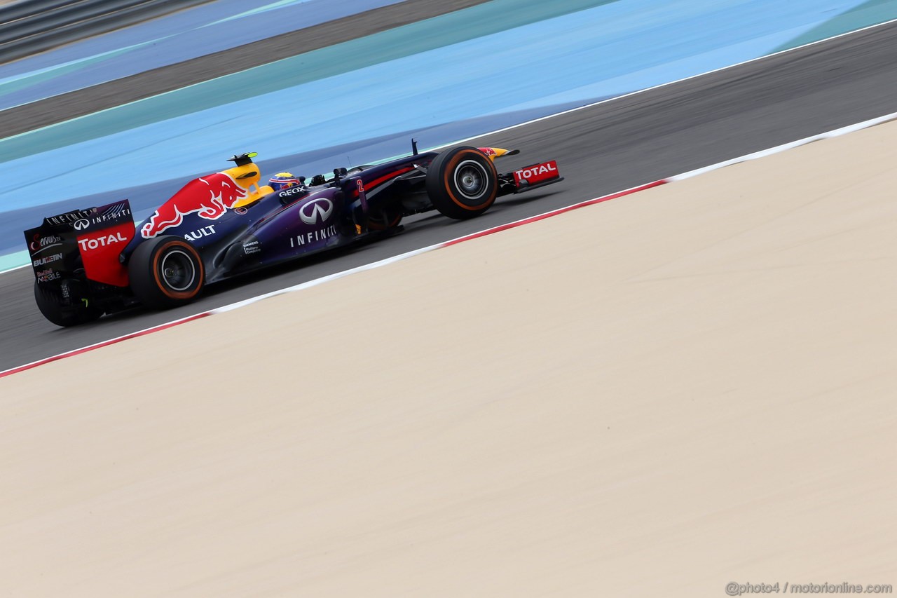 GP BAHRAIN, 20.04.2012- Prove Libere 3, Mark Webber (AUS) Red Bull Racing RB9 
