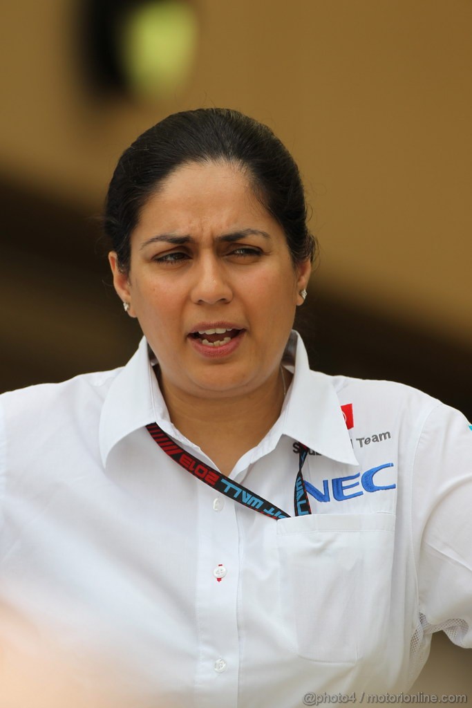 GP BAHRAIN, 20.04.2012- Prove Libere 3, Monisha Kaltenborn (AUT), CEO e Team Principal, Sauber F1 Team 