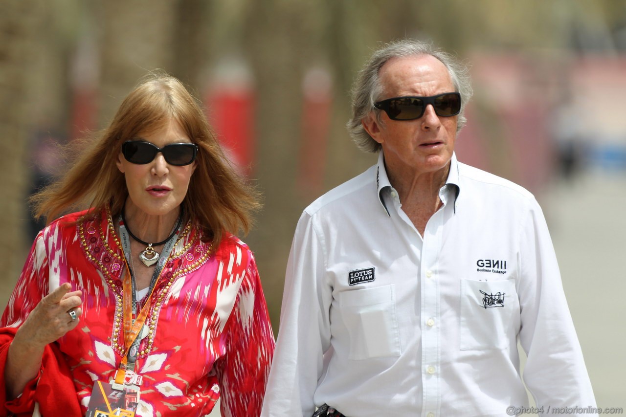GP BAHRAIN, 20.04.2012- Prove Libere 3, Sir Jackie Stewart (GBR) e sua moglie