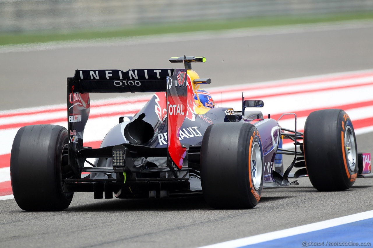 GP BAHRAIN, 20.04.2012- Prove Libere 3, Mark Webber (AUS) Red Bull Racing RB9 