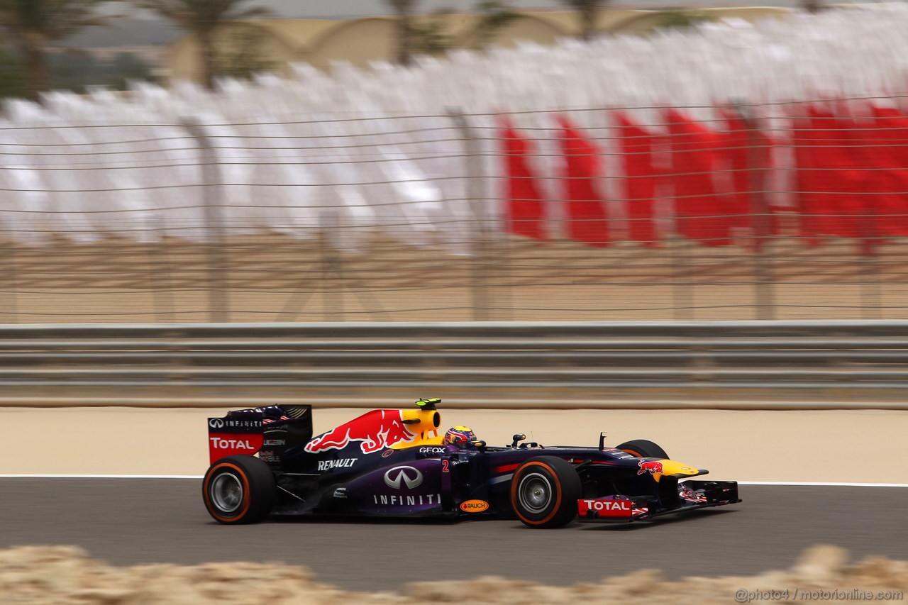 GP BAHRAIN, 20.04.2012- Prove Libere 3, Mark Webber (AUS) Red Bull Racing RB9 