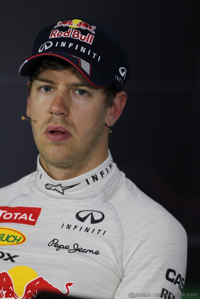 GP BAHRAIN, 20.04.2012- Qualifiche, Conferenza Stampa, Sebastian Vettel (GER) Red Bull Racing RB9 