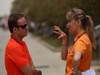 GP BAHRAIN, 20.04.2012- Free Practice 3, Rubens Barrichello (BRA), TV Globo e Mariana Becker (BRA), TV Globo