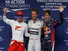 GP BAHRAIN, 20.04.2012- Qualifiche, terzo Fernando Alonso (ESP) Ferrari F138, Nico Rosberg (GER) Mercedes AMG F1 W04 pole position e secondo Sebastian Vettel (GER) Red Bull Racing RB9