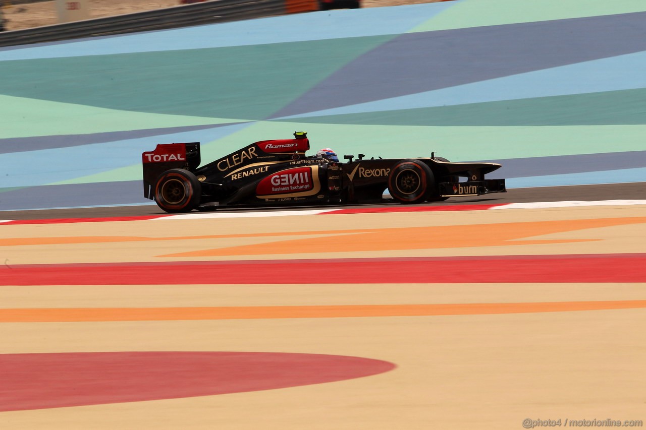 GP BAHRAIN, 19.04.2013- Prove Libere 1, Romain Grosjean (FRA) Lotus F1 Team E21