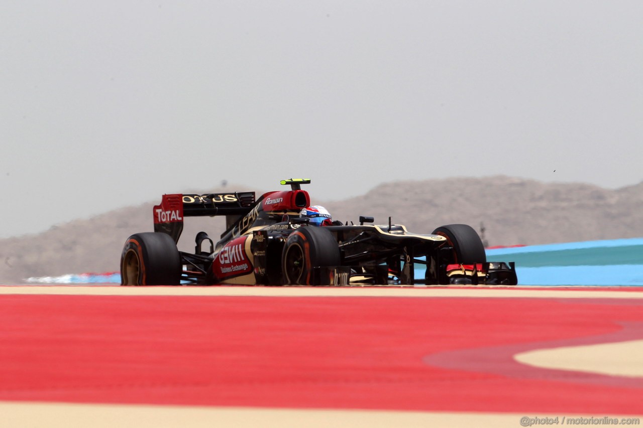 GP BAHRAIN, 19.04.2013- Prove Libere 1, Romain Grosjean (FRA) Lotus F1 Team E21 