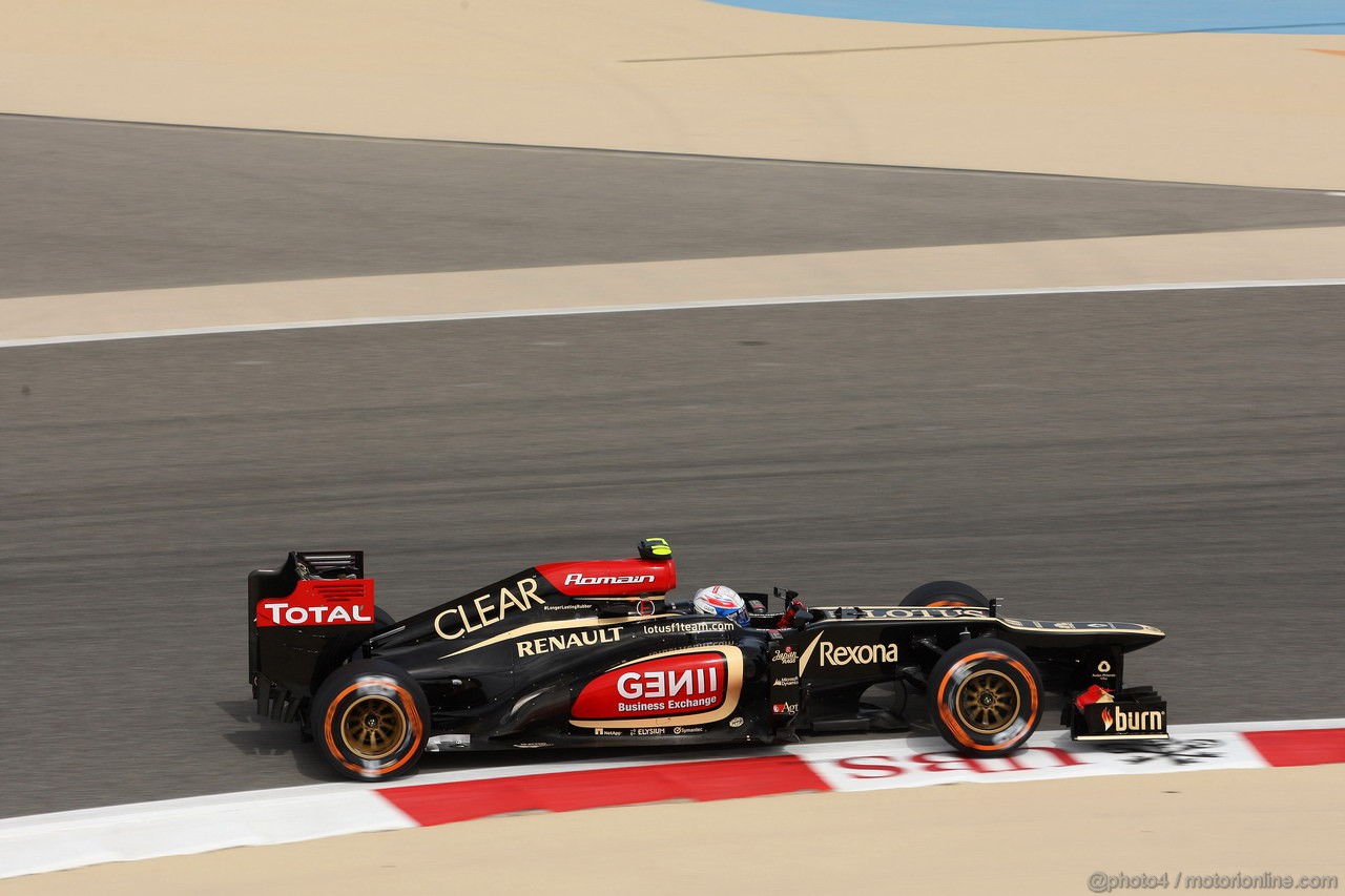 GP BAHRAIN, 19.04.2013- Prove Libere 2, Romain Grosjean (FRA) Lotus F1 Team E21 